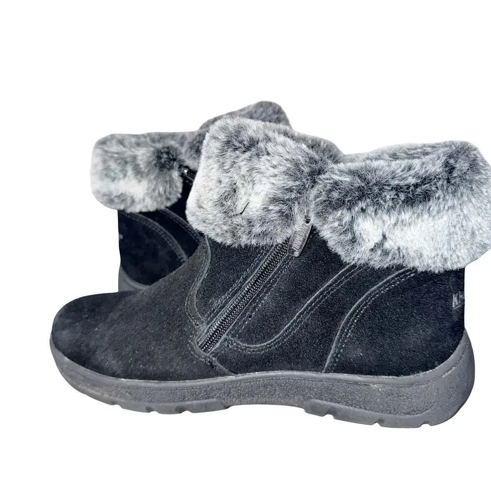 New Khombu Jessica Black Suede Faux Fur Ankle Boots Size 8M